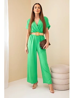 Kombinéza s ozdobným pásom zelená
