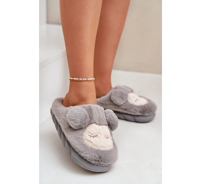 Teplé Kožené Pantofle Dámské Šedé model 21677919 - Boto Teplé Kožené Pantofle Dámské Šedé model 21677919 - Boto