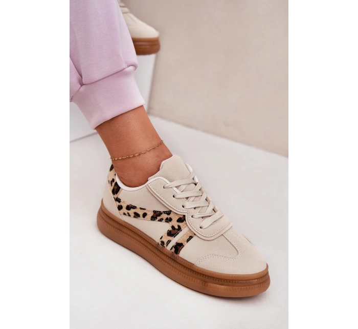 Damskie Sneakersy Na Platformie Panterka Beżowe Totter Damskie Sneakersy Na Platformie Panterka Beżowe Totter