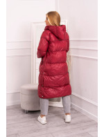 Prešívaná zimná bunda s kapucňou vo vínovej farbe