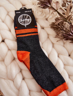 Dámske dvojfarebné ponožky s pruhmi Graphite-orange