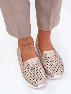 Dámske topánky z prírodnej kože - zlaté