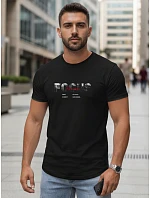 Tshirt męski z napisem bawełniany czarny model 22316019 - FashionStreet Tshirt męski z napisem bawełniany czarny model 22316019 - FashionStreet