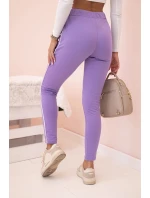 Dámské bavlněné cargo kalhoty s kapsami a řetízkem béžové