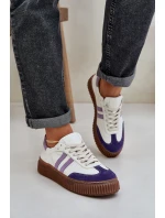 Zazoo N1068S6 Skórzane Niskie Sneakersy Damskie Na Platformie Białe