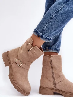 Dámské ploché kozačky s přezkami, béžová Bliggore