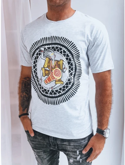 Svetlo šedé pánske tričko s potlačou FashionStreet RX5300 Svetlo šedé pánske tričko s potlačou FashionStreet RX5300