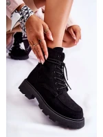 Dámské semišové kozačky zavazované Černá model 21593395 - Boto