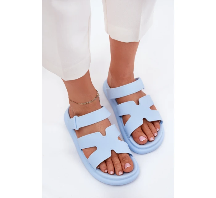 Gumowe Klapki Damskie Z Paskiem Niebieskie Tavirae Gumowe Klapki Damskie Z Paskiem Niebieskie Tavirae