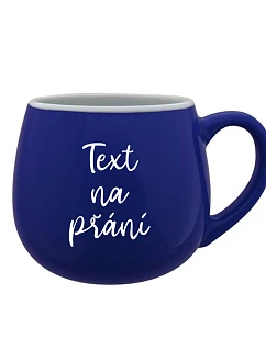 TEXT NA ŽIADOSŤ - modrý keramický hrnček 300 ml
