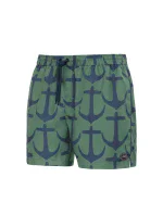 Pánske plavkové kraťasy Happy Self SM29-19 zelená/kotva-vzor - Self