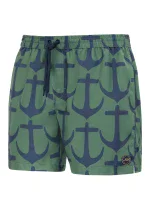 Pánske plavkové kraťasy Happy Self SM29-19 zelená/kotva-vzor - Self