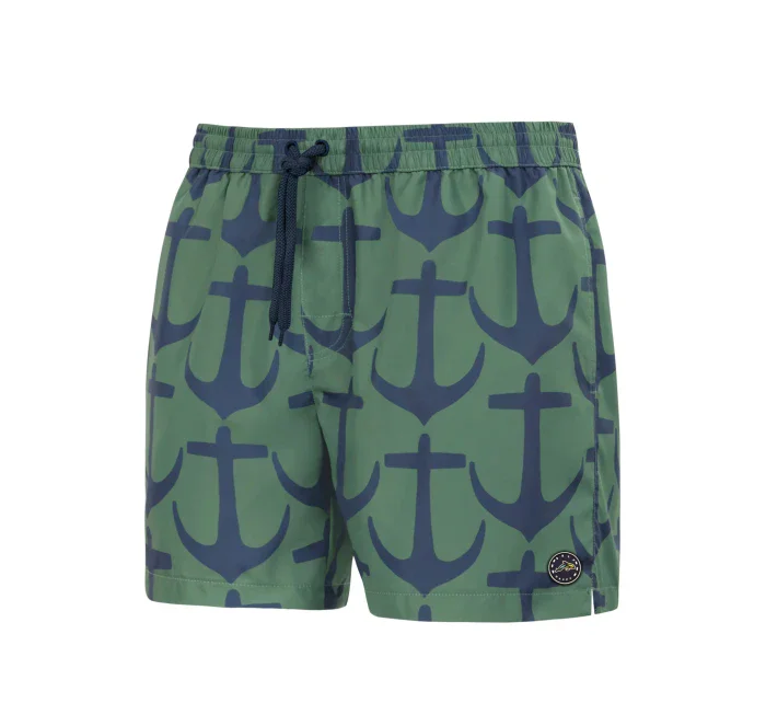 Pánske plavkové kraťasy Happy Self SM29-19 zelená/kotva-vzor - Self