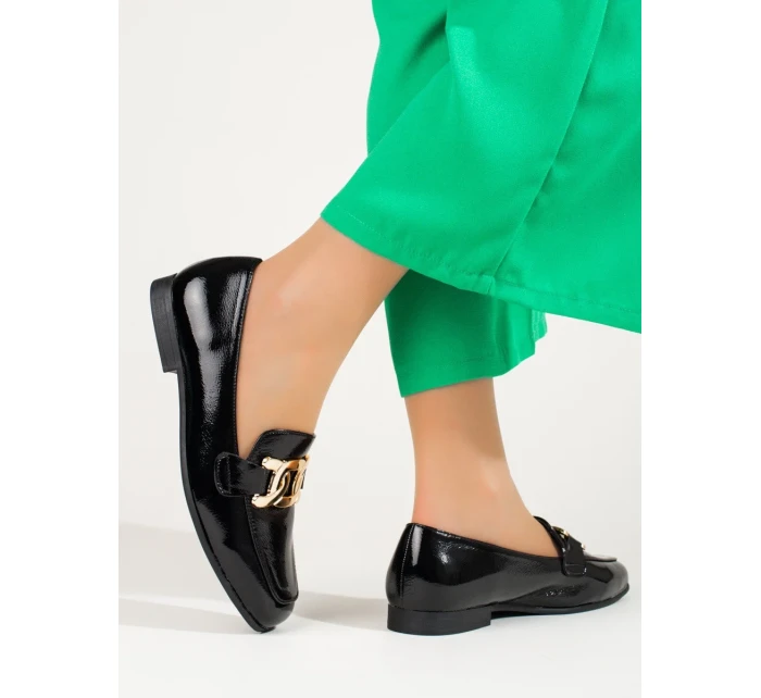 Krásne dámske čierne poltopánky bez podpätku Krásne dámske čierne poltopánky bez podpätku