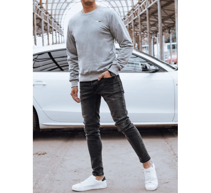Pánská šedá mikina bez kapuce Dstreet model 21976940 - FashionStreet Pánská šedá mikina bez kapuce Dstreet model 21976940 - FashionStreet