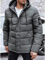 Pánská prošívaná zimní bunda s kapucí v grafitové barvě Dstreet model 21991426 - FashionStreet Pánská prošívaná zimní bunda s kapucí v grafitové barvě Dstreet model 21991426 - FashionStreet