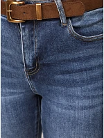 Jeansy damskie z paskiem niebieskie model 22361868 - FashionStreet Jeansy damskie z paskiem niebieskie model 22361868 - FashionStreet