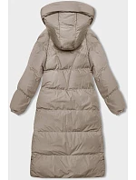 Světle béžová dlouhá hrubší dámská bunda s kapucí model 21246162 - J.STYLE Světle béžová dlouhá hrubší dámská bunda s kapucí model 21246162 - J.STYLE