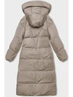Světle béžová dlouhá hrubší dámská bunda s kapucí model 21246162 - J.STYLE