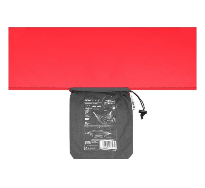 TURISTICKÁ HOJDACIA SIEŤ PRE 2 OSOBY 270X140CM ČIERNA A ČERVENÁ