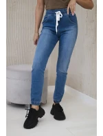 Džínsové nohavice s rebrovaným lemom Džínsové nohavice s rebrovaným lemom