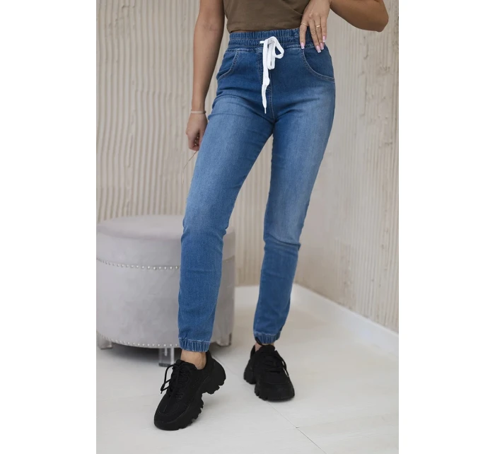 Džínsové nohavice s rebrovaným lemom Džínsové nohavice s rebrovaným lemom