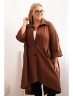 Dámska bunda Punto Plus Size s bavlnou a gombíkmi Chocolate Dámska bunda Punto Plus Size s bavlnou a gombíkmi Chocolate