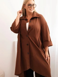 Dámska bunda Punto Plus Size s bavlnou a gombíkmi Chocolate