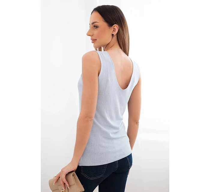 Dámska viskózna blúzka bez rukávov s výstrihom do V modrá Dámska viskózna blúzka bez rukávov s výstrihom do V modrá