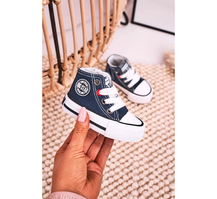 Dziecięce Wysokie Trampki Z Suwakiem BIG STAR HH374189 Granatowe Dziecięce Wysokie Trampki Z Suwakiem BIG STAR HH374189 Granatowe