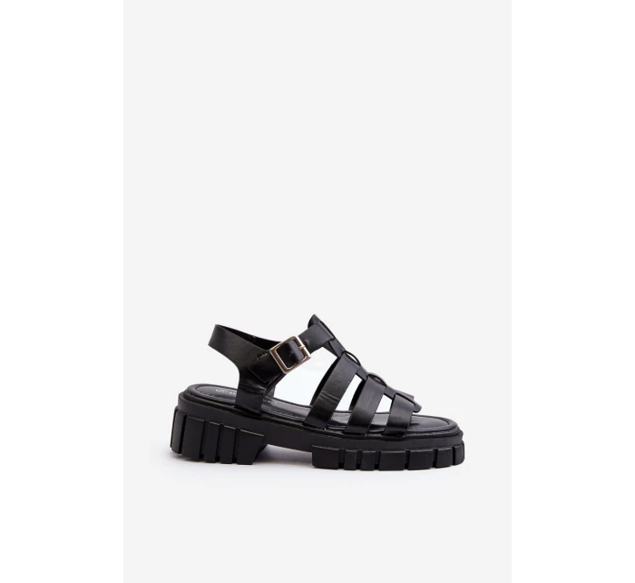 Sandały Rzymianki Damskie Czarne Rosarose