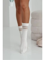 Dámske ponožky s prúžkami - ecru Dámske ponožky s prúžkami - ecru