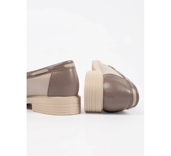 Praktické  mokasíny dámské hnědé bez podpatku