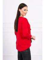 Blúzka s grafickou a farebnou 3D mašľou červená Blúzka s grafickou a farebnou 3D mašľou červená