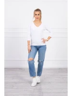 Blúzka s výstrihom do V biela