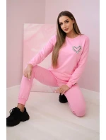 Dámska bavlnená súprava s ozdobnými srdiečkovými cukríkmi ružovej farby Dámska bavlnená súprava s ozdobnými srdiečkovými cukríkmi ružovej farby