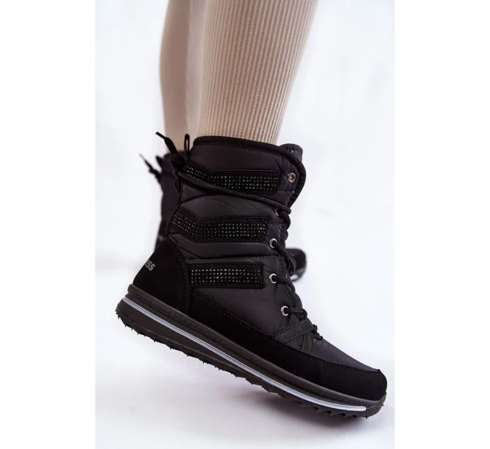 Dámské šněrovací boty do sněhu Progress model 21602444 Černé - Boto Dámské šněrovací boty do sněhu Progress model 21602444 Černé - Boto
