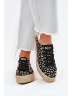 Wzorzyste Trampki Damskie Na Platformie Z Plecionką Lee Cooper LCW-25-08-3647L Czarne
