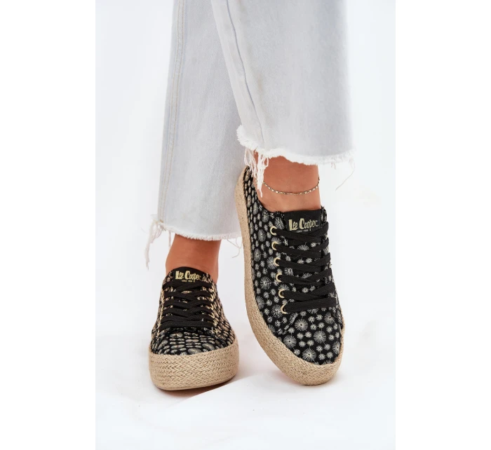 Wzorzyste Trampki Damskie Na Platformie Z Plecionką Lee Cooper LCW-25-08-3647L Czarne