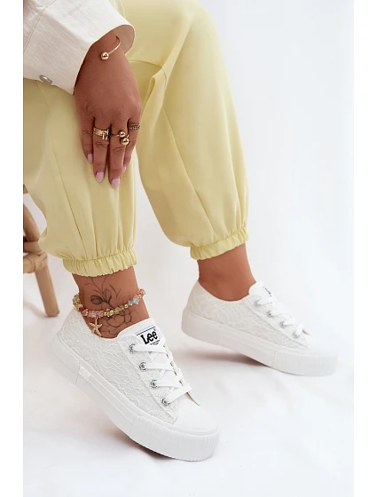 Dámske šnurovacie tenisky na platforme LEE ISLA LACE WOMEN LOW 50261003.1FG White Dámske šnurovacie tenisky na platforme LEE ISLA LACE WOMEN LOW 50261003.1FG White
