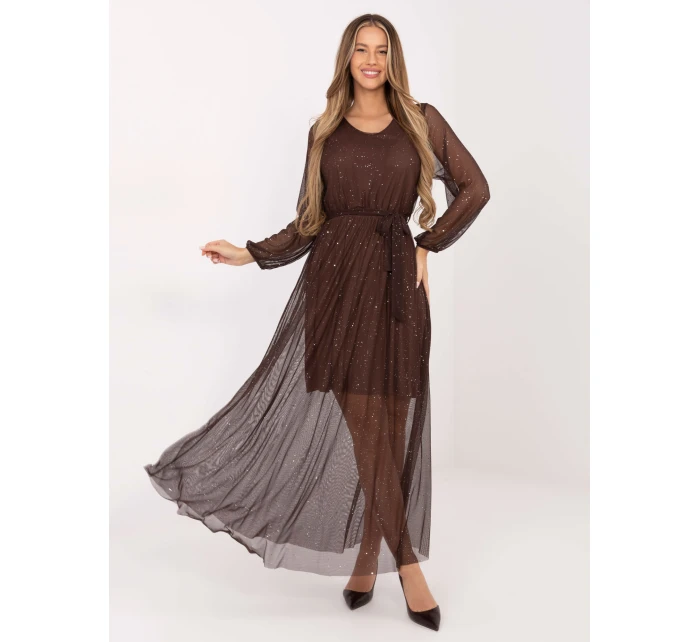 Sukienka IT SK model 21782377 brązowy - FPrice Sukienka IT SK model 21782377 brązowy - FPrice