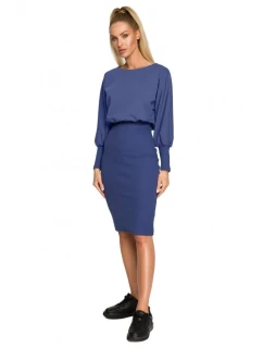 Pletené šaty v hladké indigo model 18004240 - Moe