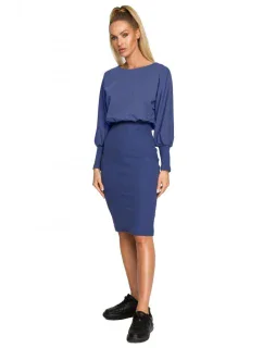 Pletené šaty v hladké indigo model 18004240 - Moe