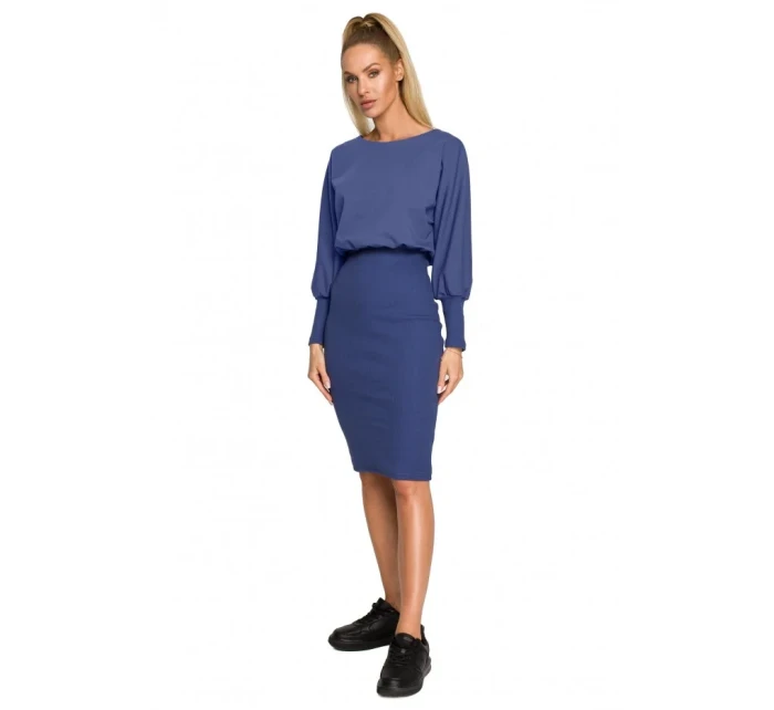 Pletené šaty v hladké indigo model 18004240 - Moe