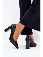 Dámske lodičky na širokom podpätku Vinceza - čierne Dámske lodičky na širokom podpätku Vinceza - čierne