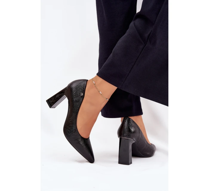 Dámske lodičky na širokom podpätku Vinceza - čierne Dámske lodičky na širokom podpätku Vinceza - čierne