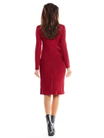 Denní dámské šaty model 18335932 bordó - awama Denní dámské šaty model 18335932 bordó - awama