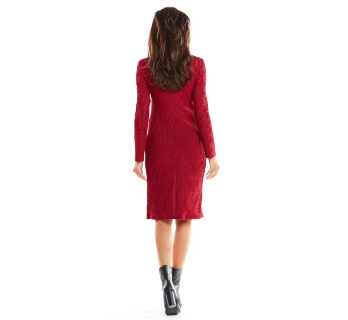 Denní dámské šaty model 18335932 bordó - awama Denní dámské šaty model 18335932 bordó - awama