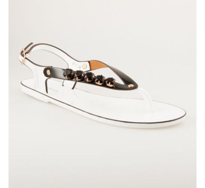 Fantastické bielo-čierne gumové sandále