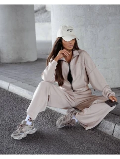 Komplet damski spodnie i bluza ze beżowy model 21470453 - Moon